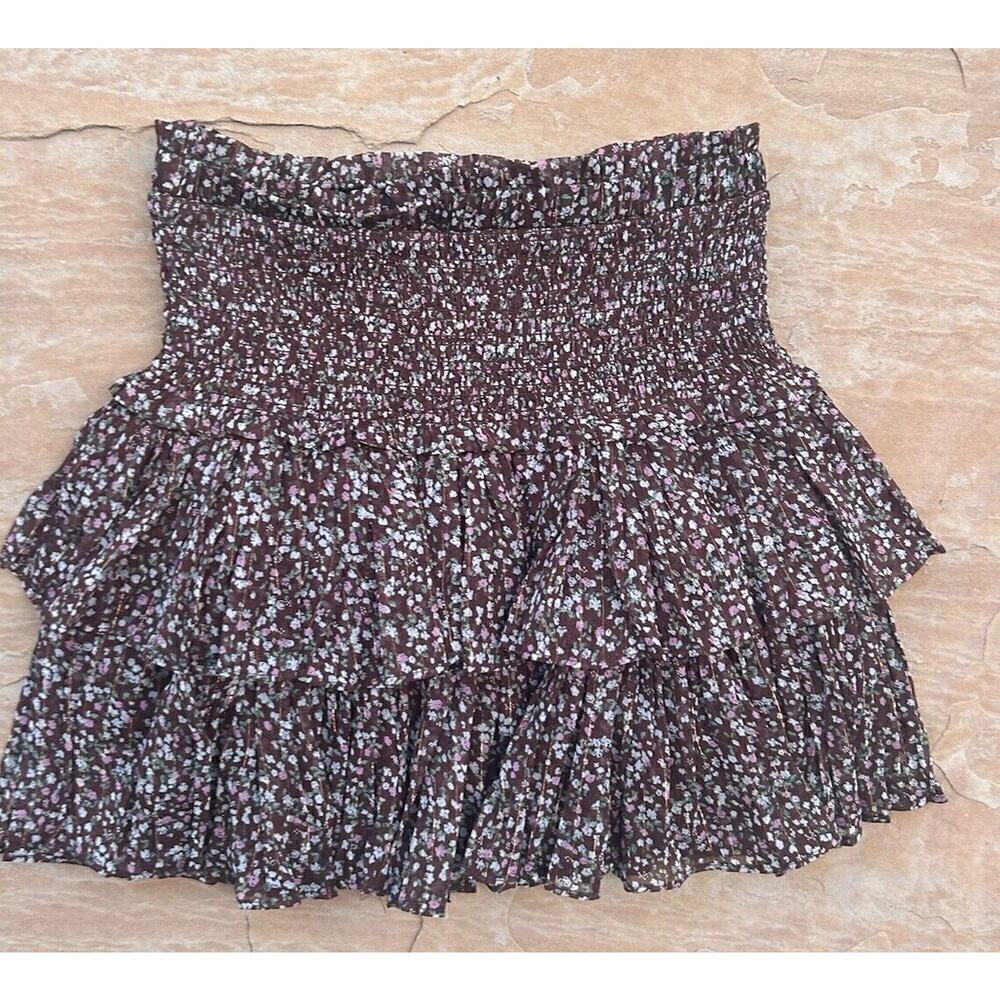RESET by Jane Floral Amore Skirt Small Brown KB